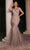 Cinderella Divine CB128 - Sheath Gown with Illusion Floral Appliques Evening Dresses