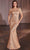 Cinderella Divine CB151 - Rhinestone Embellished Illusion Neck Prom Gown Mother of the Bride Dresses 6 / Rose Gold