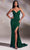 Cinderella Divine CC2162 - Deep V-Neck Open Back Prom Dress Prom Dresses 2 / Emerald