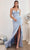 Cinderella Divine CC2162 - Deep V-Neck Open Back Prom Dress Prom Dresses 2 / Powder Blue