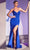 Cinderella Divine CC2162 - Deep V-Neck Open Back Prom Dress Prom Dresses 2 / Royal