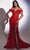 Cinderella Divine CC2164 - Off Shoulder Floral Appliqued Prom Dress Prom Dresses 2 / Red