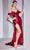 Cinderella Divine CC2197 - High Slit Satin Prom Dress Prom Dresses 2 / Burgundy