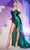 Cinderella Divine CC2197 - High Slit Satin Prom Dress Prom Dresses 2 / Emerald