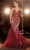 Cinderella Divine CC2253 - Mermaid Gown with Plunging Neckline and Godets Prom Dresses 2 / Deep Red