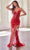 Cinderella Divine CC2292 - Prom Gown with Deep V-Neck and Illusion Skirt Prom Dresses 2 / Red