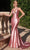 Cinderella Divine CC2346 - Prom Gown with Glitter and Plunging V-Neckline Prom Dresses 2 / Rose