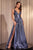 Cinderella Divine CC2349 - V-Back Sleeveless Prom Gown Prom Dresses 4 / Smoky Blue