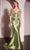 Cinderella Divine CC2397 - Corset Cutout Long Gown Prom Dresses 0 / Greenery