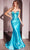 Cinderella Divine CC2397 - Corset Cutout Long Gown Prom Dresses 0 / Ocean Blue