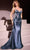 Cinderella Divine CC2397 - Corset Cutout Long Gown Prom Dresses 0 / Smoky Blue