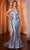 Cinderella Divine CC4021 - Beaded Cutout Long Gown Prom Dresses 0 / Dusty Blue