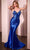 Cinderella Divine CC4021 - Beaded Cutout Long Gown Prom Dresses 0 / Royal