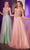 Cinderella Divine CC415 - Embellished V-Neck Long Gown Prom Dresses 2 / Blush