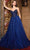 Cinderella Divine CC415 - Embellished V-Neck Long Gown Prom Dresses 2 / Navy