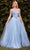 Cinderella Divine CC415 - Embellished V-Neck Long Gown Prom Dresses 2 / Smoky Blue