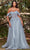 Cinderella Divine CD0198 - Off Shoulder Lace Appliqued Prom Dress Prom Dresses XXS / Smoky Blue-