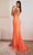 Cinderella Divine CD0209 - Feathered Sheath Gown with V-Neckline Prom Dresses