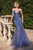 Cinderella Divine CD0214 - Stone Embellished Off-Shoulder Gown Prom Dresses 2 / Lapis Blue