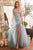 Cinderella Divine CD0214 - Stone Embellished Off-Shoulder Gown Prom Dresses 2 / Smoky Blue