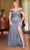 Cinderella Divine CD0219C - V-Neck Cold Shoulder Prom Dress Prom Dresses 16 / Smoky Blue