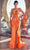 Cinderella Divine CD0220 - Scoop Neck Prom Gown with Beaded Illusion Bodice Prom Dresses 2 / Orange