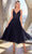 Cinderella Divine CD0225 - Tea-Length Fitted Cocktail Dress Cocktail Dresses 2 / Navy