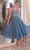 Cinderella Divine CD0225 - Tea-Length Fitted Cocktail Dress Cocktail Dresses 2 / Smoky Blue