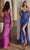 Cinderella Divine CD0227 - Prom Dress with Sequins and Plunging V-Neck Prom Dresses 2 / Deep Blue