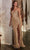 Cinderella Divine CD0227 - Prom Dress with Sequins and Plunging V-Neck Prom Dresses 2 / Mocha Gold