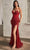 Cinderella Divine CD0227 - Prom Dress with Sequins and Plunging V-Neck Prom Dresses 2 / Red