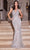 Cinderella Divine CD0232 - Prom Gown with Plunging Jeweled V-Neck Prom Dresses 2 / Silver-Nude