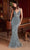 Cinderella Divine CD0232 - Prom Gown with Plunging Jeweled V-Neck Prom Dresses 2 / Smoky Blue