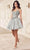 Cinderella Divine CD0236 - Ribbon Strap Detailed Cocktail Gown Cocktail Dresses XXS / Silver