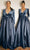 Cinderella Divine CD226 - Long Sleeve Pleated Ballgown Ball Gowns 2 / Smoky Blue