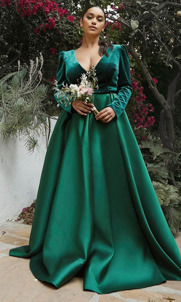 Cinderella Divine CD226C - Long Puff Sleeve Evening Gown Evening Dresses 18 / Emerald