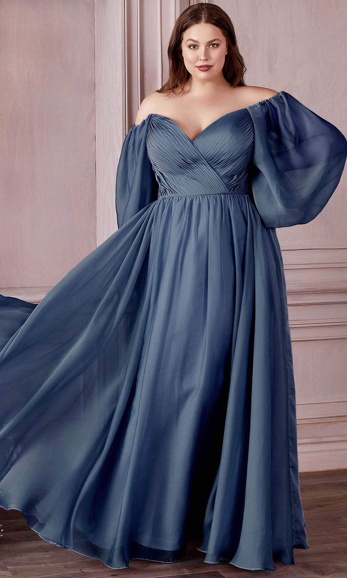 Cinderella Divine CD243C - Sweetheart A-Line Evening Gown Evening Dresses 18 / Smoky Blue