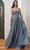 Cinderella Divine CD252C - Glittering Cowl Neck Formal Gown Evening Dresses 16 / Smoky Blue