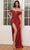 Cinderella Divine CD260 - Classic Long Sheath Dress with Sequins Prom Dresses 4 / Red