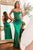 Cinderella Divine CD265 - Sweetheart High Slit Prom Dress Evening Dresses 2 / Emerald