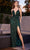 Cinderella Divine CD279 - Plunging V-Neck Draped Prom Dress Evening Dresses 4 / Emerald