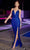 Cinderella Divine CD279 - Plunging V-Neck Draped Prom Dress Evening Dresses 4 / Royal