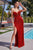 Cinderella Divine CD290 - Long Prom Dress with Beaded Garland Design Prom Dresses 4 / Red