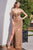 Cinderella Divine CD290 - Long Prom Dress with Beaded Garland Design Prom Dresses 4 / Rose Gold