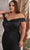 Cinderella Divine CD325C - Off-Shoulder Satin Evening Dress Evening Dresses 16 / Black