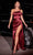 Cinderella Divine CD327 - One-Shoulder Gown with Ruched Detailing Prom Dresses 2 / Burgundy