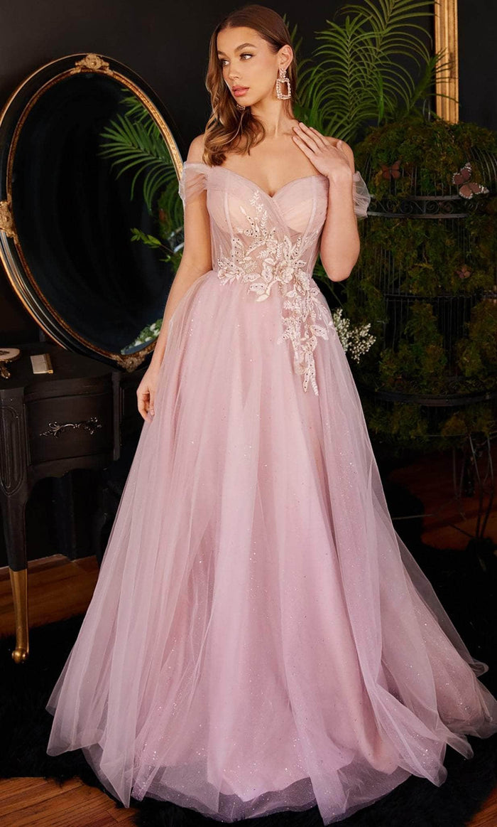 Cinderella Divine CD3394 - Rhinestones Lace Prom Gown Prom Dresses 4 / Mauve-