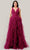 Cinderella Divine CD347 - Ruched Detail with Plunging V-Neck Prom Dress Prom Dresses 2 / Sangria