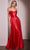 Cinderella Divine CD378 - High Slit Strapless Long Gown Prom Dresses 0 / Red