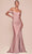 Cinderella Divine CD790 - Off Shoulder Ruched Long Gown Bridesmaid Dresses 2 / Dusty Rose